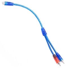 Anfi̇ Y Rca Kablo 1 Di̇şi̇ 2 Erkek 25 Cm Si̇li̇kon Mavi̇ Kablo