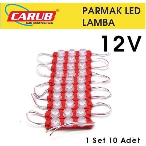 Carub LAMBA12V Camlı Soft Parmak Led 1set 10 Adet Kırmızı