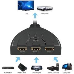 3 Port Kablolu Hdmi Switch Çoklayıcı Çoğaltıcı Splitter
