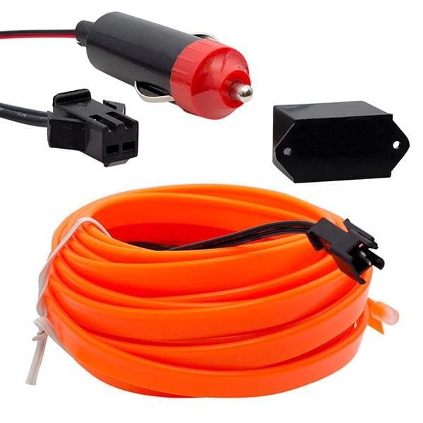 Araç İçi Neon Turuncu 5 Metre İp LED Aydınlatma | Çakmaklık Girişli Şerit Işık