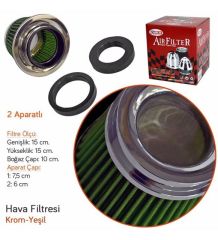 CARUB Hava Filtresi Tuning 2 Aparatlı Krom-Yeşil