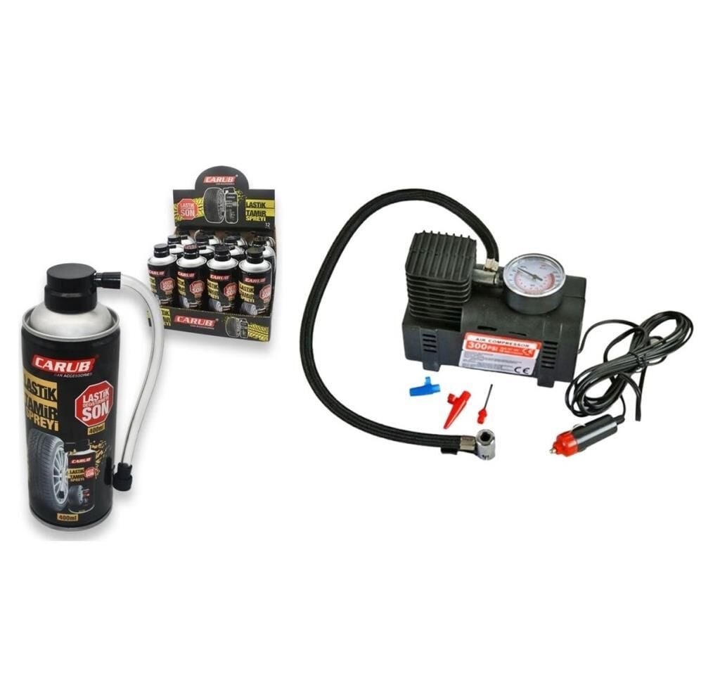 2’li Oto Lastik Acil Set – Kompresör + Lastik Tamir Kiti