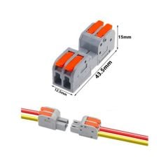 Hızlı Kablo Ekleme Birleştirme Konnektörü - İkili Klemens - Bağlantı Kesme Özellikli