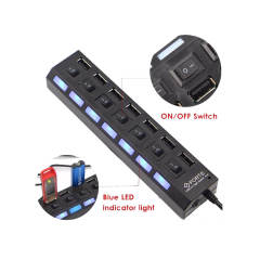 7 Port Usb Hub Çoklayıcı Çoğaltıcı OnOff Düğmeli Işıklı Adaptörlü