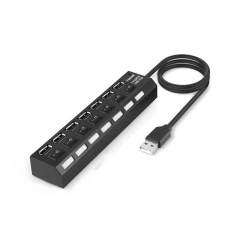 7 Port Usb Hub Çoklayıcı Çoğaltıcı OnOff Düğmeli Işıklı Adaptörlü