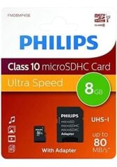 Philips Fm08mp45b/00 8gb Class10 Uhs-ı U1 Tf Adaptörlü Micro Sdhc Hafıza Kartı