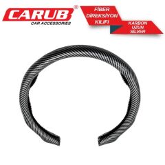 CARUB Fiber Karbon Direksiyon Kılıfı UZUN Silver – Şık ve Sportif Tasarım