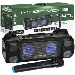 Vhf El Mi̇k USB+sd+bt+UK 40 Watt Işikli Şarjli Seyyar Anfi̇ hoparlör