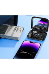 8in1 USB-C Hızlı Şarj Veri Kablosu iPhone Xiaomi Type-C Kablo Tutucu Aynalı Seyahat Seti