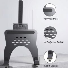 Profesyonel Amortisörlü 2’si 1 Arada Laptop ve Monitör Standı – Ayarlanabilir Ergonomik Masaüstü Kol,