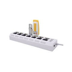 7 Port Usb Hub Çoklayıcı Anahtarlı Switch Işıklı Beyaz Adaptörlü