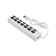 7 Port Usb Hub Çoklayıcı Anahtarlı Switch Işıklı Beyaz Adaptörlü