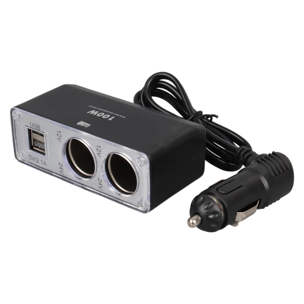 12-24v Çi̇ft Usb Gi̇ri̇şli̇ 100w 70cm Kablolu 3'lü Araç Çakmak Çoklayici