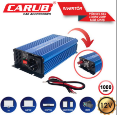 CARUB 1000W İnvertör 12V 220V Çevirici Yükseltici USB Çıkışlı Araç Oto Power Inverter