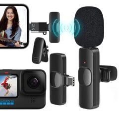 K8 Kablosuz Type-c + Lightning Vlogger Yaka Mi̇krofonu