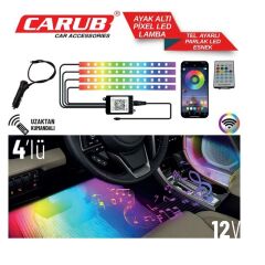 48 LED RGB Araç İçi Dekoratif Aydınlatma Uzaktan Kumandalı & Uygulama Kontrollü Atmosfer Işığı