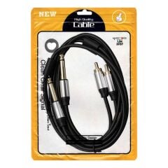 2x6.3 Mm Mono Erkek + 2xrca Erkek 1.5 Metre Kablo [ara]