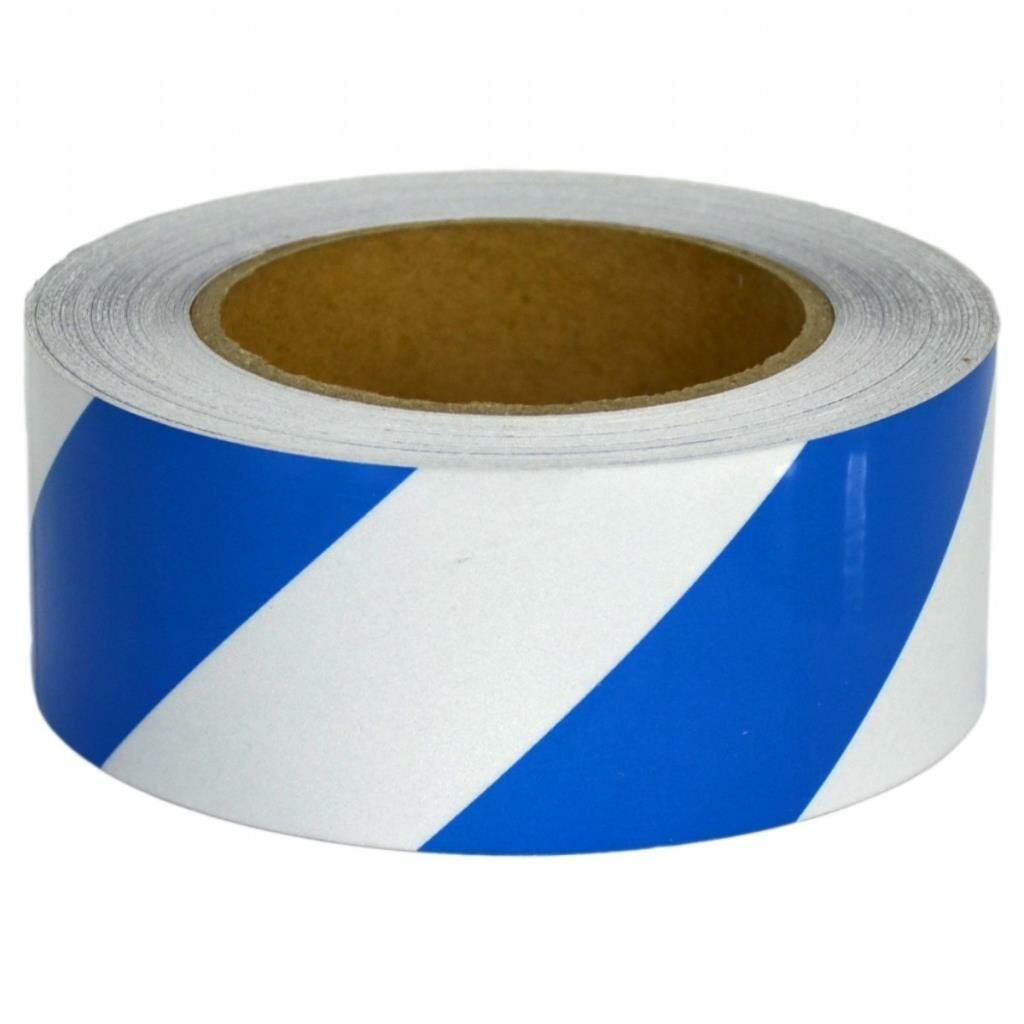 CARUB Fosforlu Bant Çapraz 5cm x 25M Mavi-Beyaz