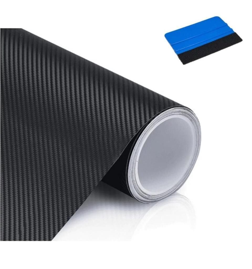 Hava Kanallı Siyah Karbon Kaplama Folyosu 152 cm x 50 cm + Keçeli Ragle