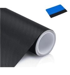Hava Kanallı Siyah Karbon Kaplama Folyosu 152 cm x 50 cm + Keçeli Ragle