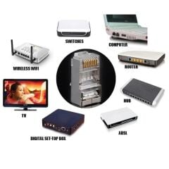 Cat7 Rj45 Jack İnternet Patch Kablo Ucu Konnektör Jak (10 Adet)