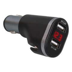 12-24v Çi̇ft USB Gi̇ri̇şli̇ 5v-2.4a Di̇ji̇tal Voltaj Ekranli Araç Çakmaklik Şarj Aleti̇