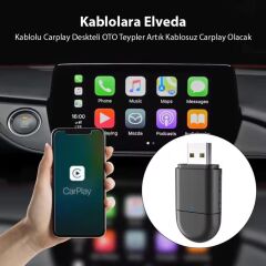 Kablosuz CarPlay - Androi̇d Auto Çevi̇ri̇Cİ Dönüştürücü Adaptör İki̇ Gi̇ri̇şli̇ USB - Type-c