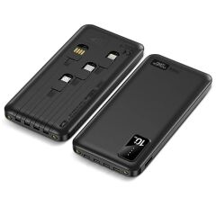 TX109 10.000MAH KABLOLU DİJİTAL GÖSTERGELİ POWERBANK DAHİLİ TELEFON STAND (MİCRO - TYPE C - LİGHTNİNG)