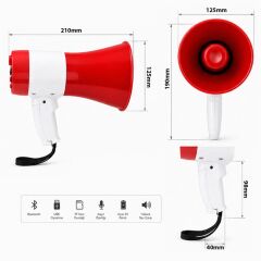 50 Watt Şarj Edi̇lebi̇Li̇r El Megafonu Bluetooth Ve SES Kayit Destekli̇