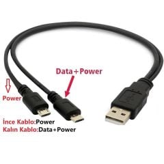 Micro Usb Y Kablo Data Power Çevirici Dönüştürücü Çoklayıcı Kablo