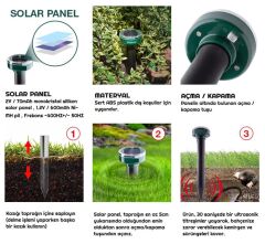 Solar Güneş Enerjili Köstebek-Yılan-Fare-Yılan-Akrep Kovucu Haşere Kaçıran 800m2 Etkili