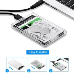 2.5'' USB 3.0 Harici SSD Harddisk Şeffaf Taşınabilir HDD Kutusu