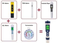 5in1 Dijital PH/TDS/EC/Tuzluluk/Sıcaklık Metre Işıklı Test Cihazı İletkenlik Kalem Model