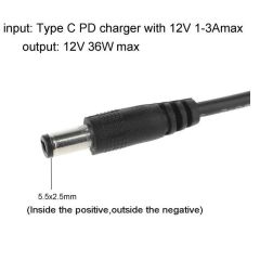 Type C To Dc 12V Pd 5.5*2.5mm Adaptör Çevirici Power Şarj Kablosu 1 Adet