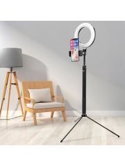 2in1 Tripod Standlı Youtube Tiktok Selfie Çekim Işıklı Telefon Tutucu - Makyaj Işığı DLK3621N/93