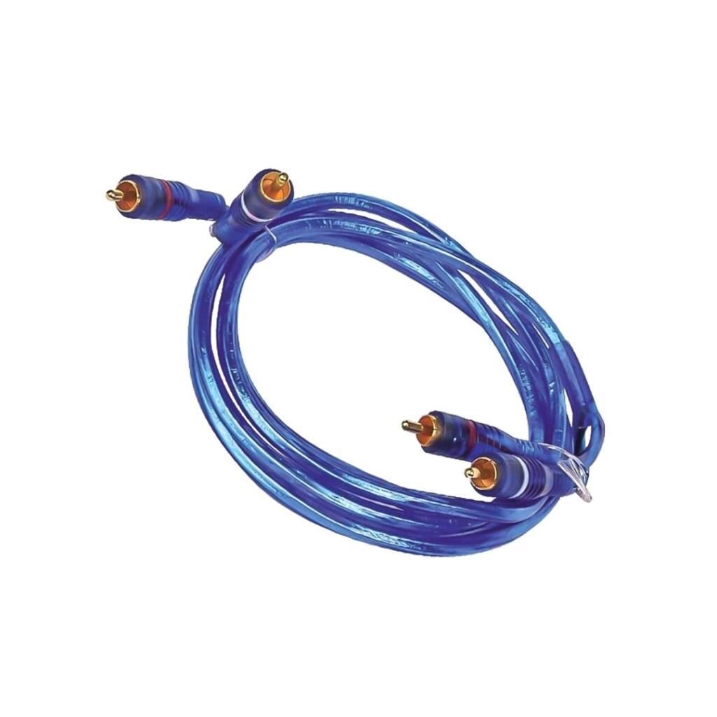 RCA + 2 RCA ERKEK 1.7 METRE MAVİ ŞEFFAF OTO AMFİ KABLO