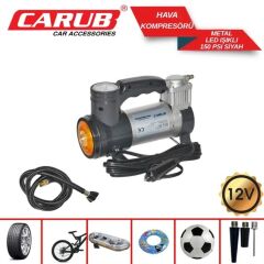 Hava Kompresörü 12V Metal Led Işıklı Siyah