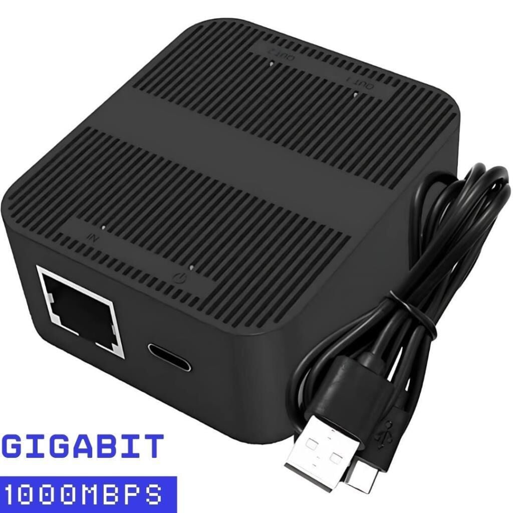 602 RJ45 Ethernet Splitter 1 Giriş 2 Çıkış Gigabit 1000Mbps Çevirici Çoklayıcı