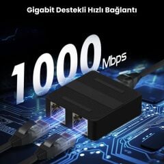 602 RJ45 Ethernet Splitter 1 Giriş 2 Çıkış Gigabit 1000Mbps Çevirici Çoklayıcı