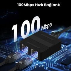4594 RJ45 Ethernet Splitter 1 Giriş 2 Çıkış 100Mbps Hız Çevirici Çoklayıcı