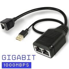4709 Gigabit Destekli 1x2 Port RJ45 USB Güç Ethernet Switch Splitter Çevirici Çoklayıcı