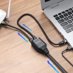 4709 Gigabit Destekli 1x2 Port RJ45 USB Güç Ethernet Switch Splitter Çevirici Çoklayıcı