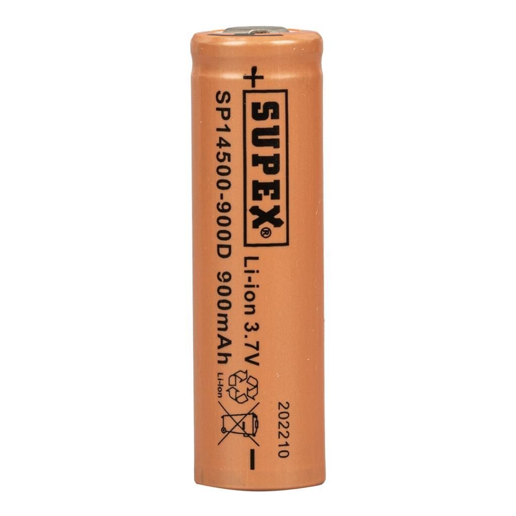 Supex 14500-900d Li̇tyum Ion 3.7 Volt 900 Mah Şarj Edi̇lebi̇li̇r Düz Kafa Başliksiz Pi̇l Tekli̇