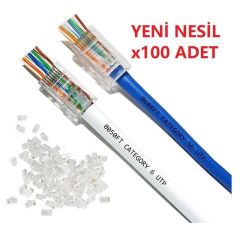 Yeni Nesil Delikli Cat6 Ez Rj45 Konnektör Utp Jack (100 Adet)