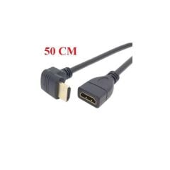 4666 Hdmi Dişi Erkek Uzatma 90 Derece Dirsek Kablosu 0.5 Metre