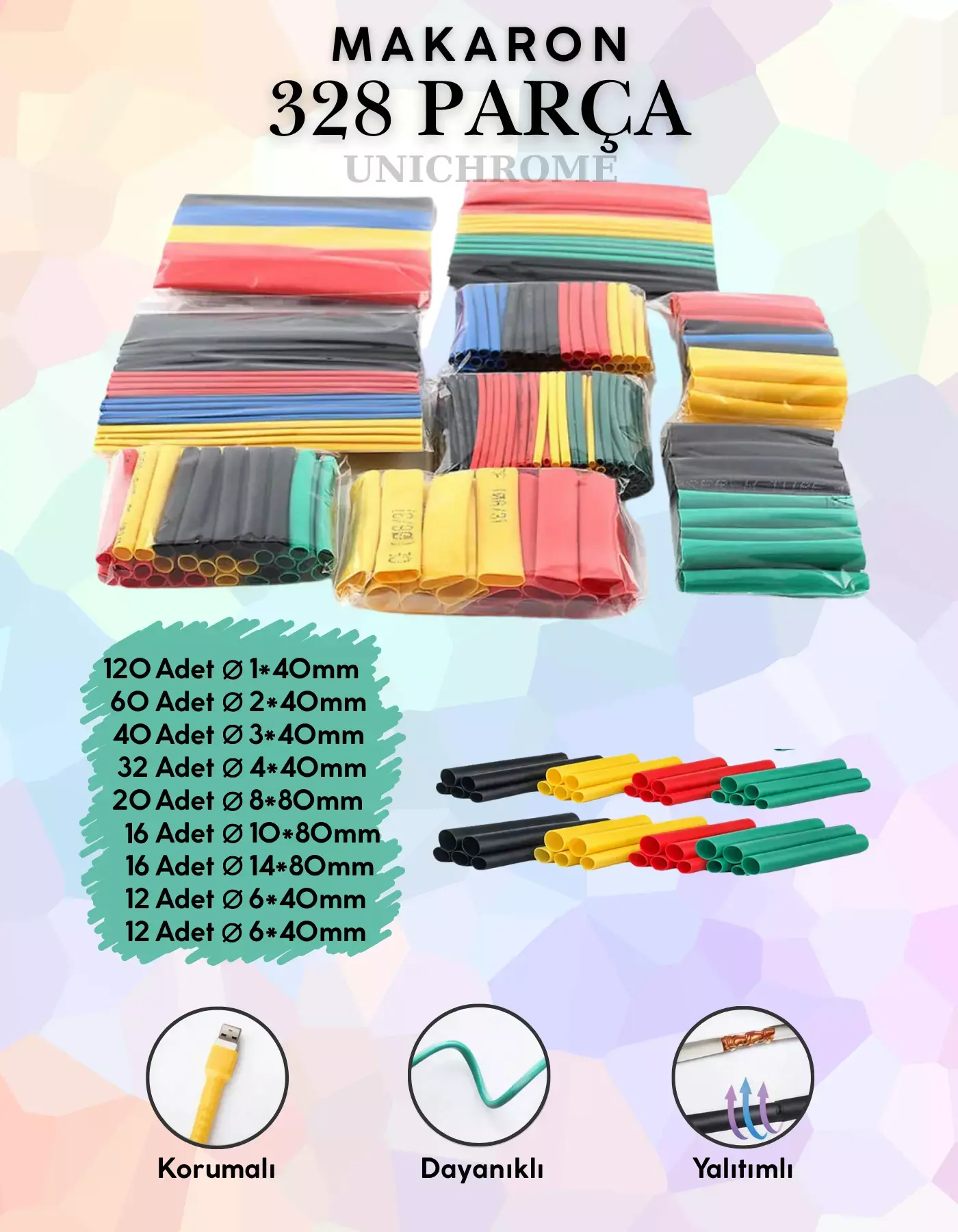 328 Parça Heat Shrink Makaron Daralan Kablo Tamir Seti