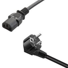 1.5 Metre Pc Power Güç Kablosu 3x1mm Iec-60320 C13 (Di̇şi̇) - Schuko/Ti̇p F (Erkek) Fi̇ş Uçlu