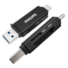 Phi̇Li̇ps Swr1617b/93 USB 3.0 & Usb-c Çi̇ft Gi̇ri̇şli̇ Sd/Tf Kart Okuyucu - Otg Destekli̇