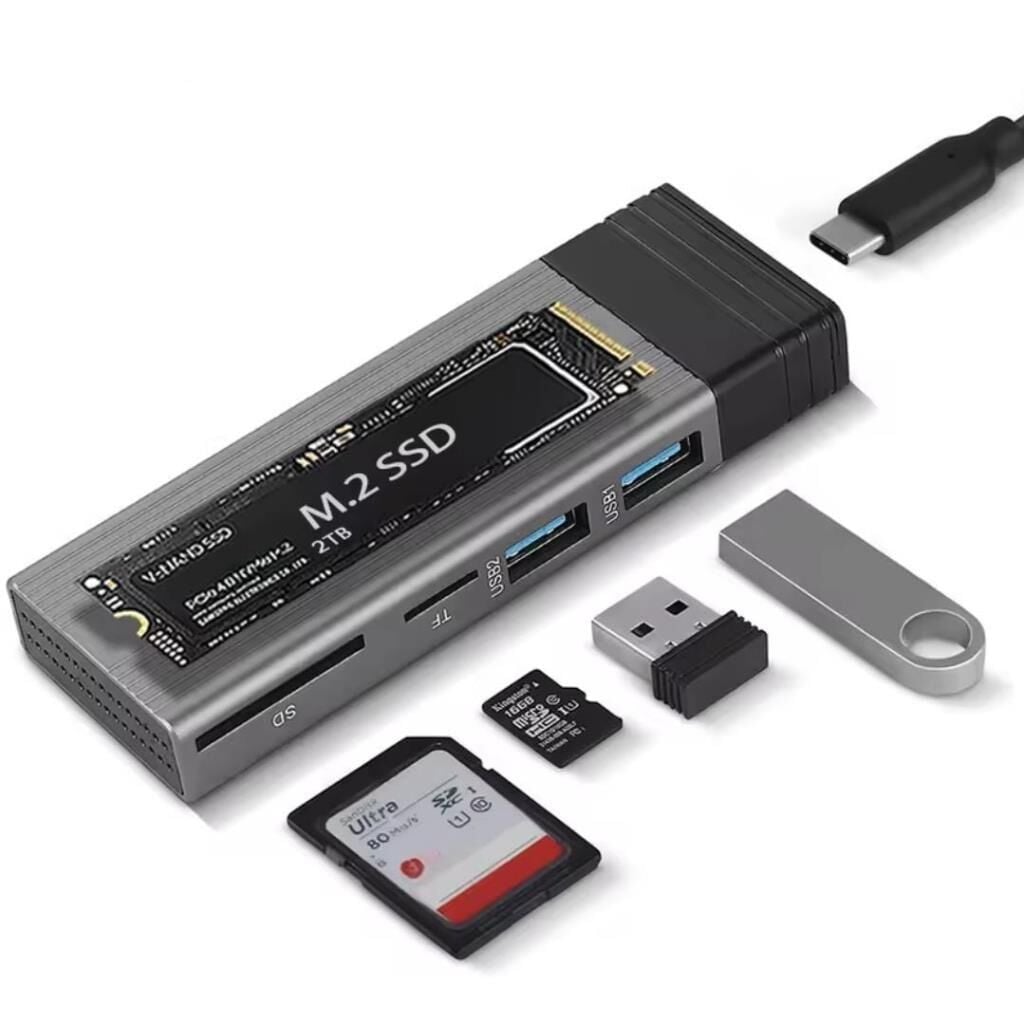 6085 Usb Type C M.2 Ssd Pcie Kutusu 5in1 Hub Nvme Sata Ngff Sd Kart Okuyucu Hard Disk Okuma