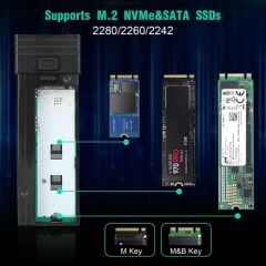 6085 Usb Type C M.2 Ssd Pcie Kutusu 5in1 Hub Nvme Sata Ngff Sd Kart Okuyucu Hard Disk Okuma